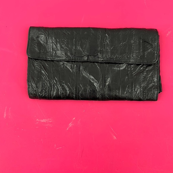 Vintage Handbags - VINTAGE eel skin wallet, black checkbook